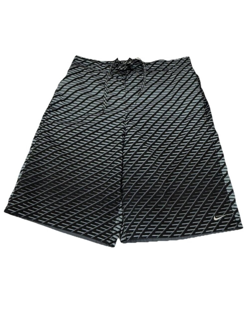 Nike Swim Trunks Mens Medium Blue Black Geometric Pattern Mesh Lined Shorts